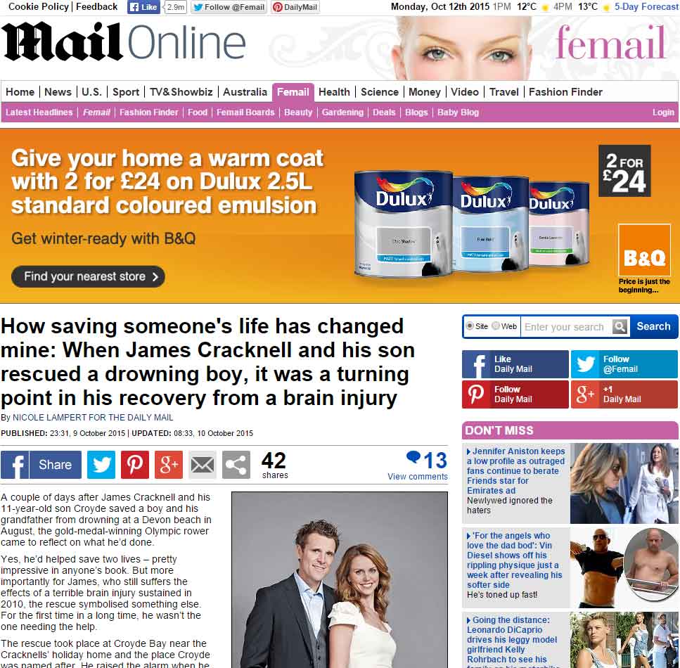 James Cracknell of Fitter Stronger interview with The Daily Mail