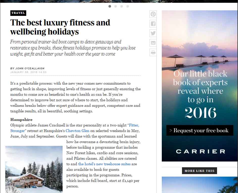 Press article The Telegraph Fitter Stronger